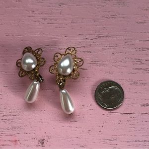 Pearl drop clip on earrings